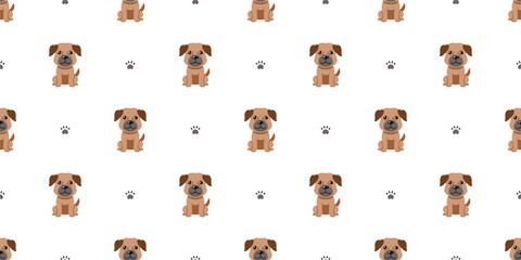 Cartoon character brown dog seamless pattern background for design.