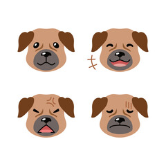 Set of cute character brown dog faces showing different emotions for design.