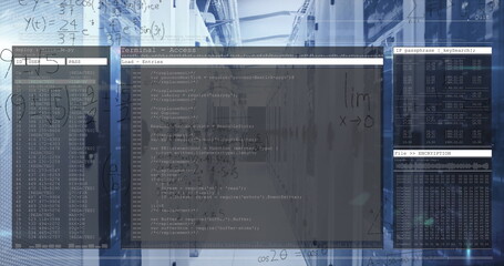Digital image displays math problems and programming on a green background.