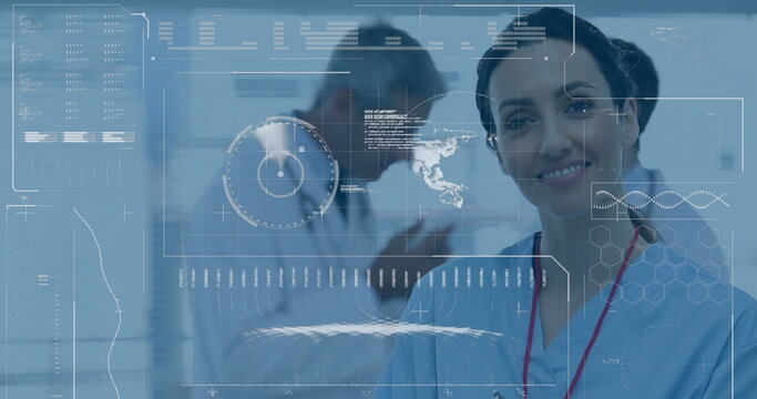 Image of medical data processing over caucasian male doctor using phone - Powered by Adobe
