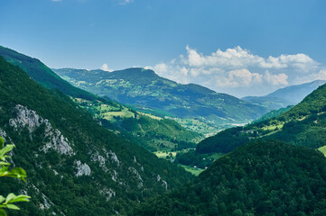Fototapeta na wymiar Montenegro. Beautiful panorama mountains of Montenegro. Valley of Tara riverbed.