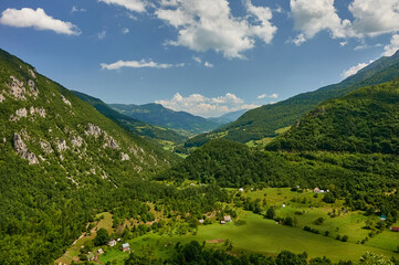 Montenegro. Tara river canyon. Beautiful panorama mountains of Montenegro.  - obrazy, fototapety, plakaty