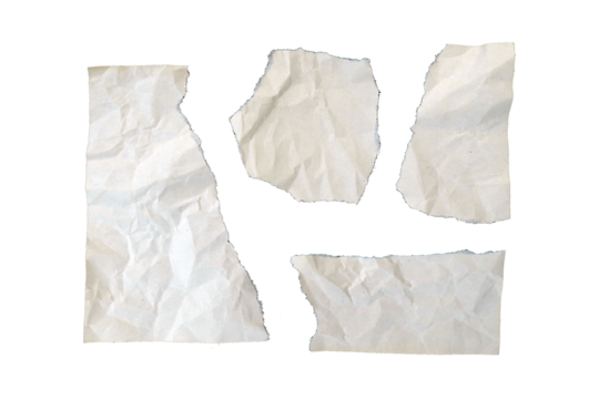 Set of crumpled paper crumpled by hand