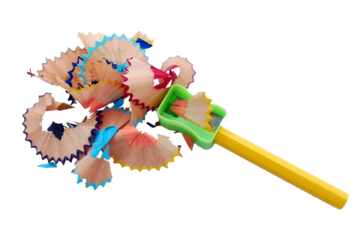 Yellow pencil and remaining shavings