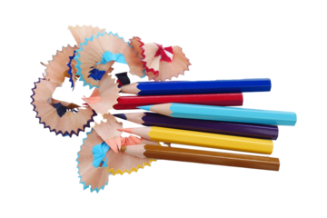Colored pencils and remaining shavings