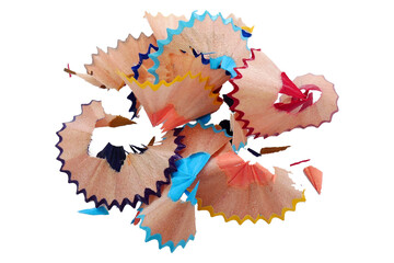 Shavings from colored pencils