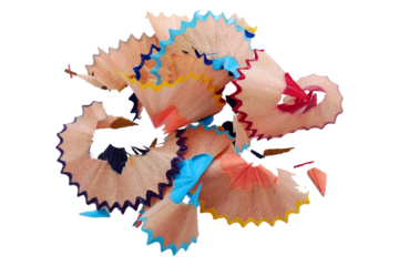 Shavings from colored pencils