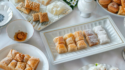 Table set up of oriental sweets