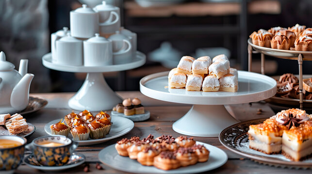 Table set up of oriental sweets