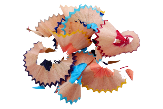 Shavings from colored pencils