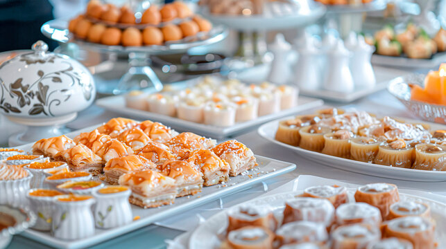 Table set up of oriental sweets