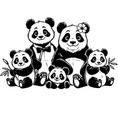 Cute Panda Family, Baby Panda , Kawaii Panda, Panda Svg, Panda clipart, Panda vector, Panda cricut, Panda png, Pandas Svg, Baby Panda Svg, Pandas Family Svg, Panda Cut File, Panda Silhouette,