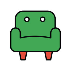 couch icon with white background vector stock illustration