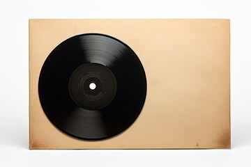 Paper cover and vinyl LP record isolated on white, Generative AI 