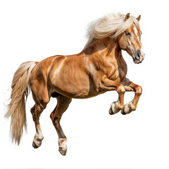 Obraz premium Majestic Haflinger Horse in Mid-Gallop Isolated 