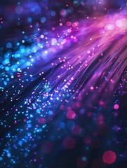 Obraz premium Techno Network: Neon Waves and Bokeh Lights,Futuristic Data Flux: Neon Wave Dynamics