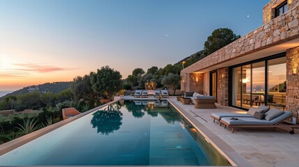 minimalistic mediterranean villa in the mountains