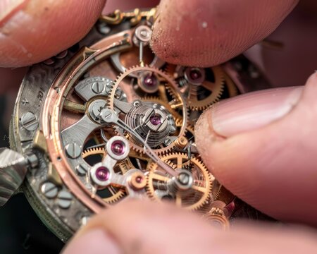 Delicate hands delicately adjusting the intricate components