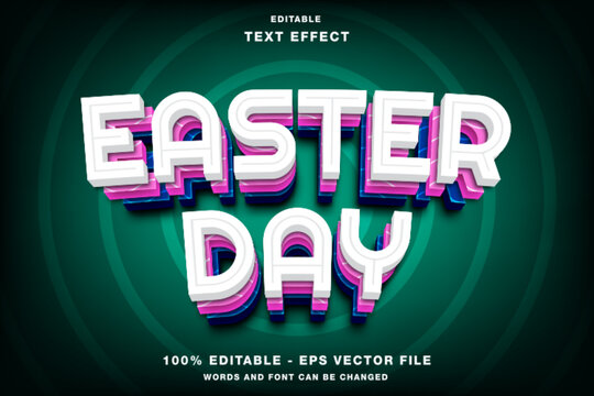 Easter Day 3d Editable Text Effect Template Style Premium Vector