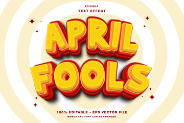 April Fools 3D Editable Text Effect Template Style Premium Vector