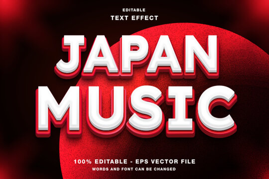 Japan Music 3D Editable Text Effect Template Style Premium Vector