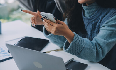 Co working conference, Business team meeting present, investor colleagues discussing new plan financial graph data on office table with laptop and digital tablet, Finance, accounting, investment.