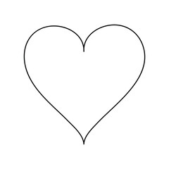 Heart continuous one line art drawing , color shape Love sign, outline Vector illustration.