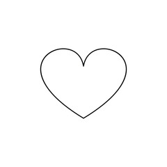 Heart continuous one line art drawing , color shape Love sign, outline Vector illustration.