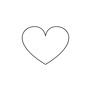 Heart continuous one line art drawing , color shape Love sign, outline Vector illustration.