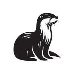 Otter's Glide: A Graceful Otter Vector Silhouette Celebrating Nature's Playful Spirit in Vector Form, Otter illustration, Otter Vector