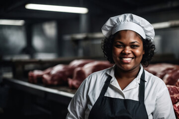 portrait a butcher cutting meat