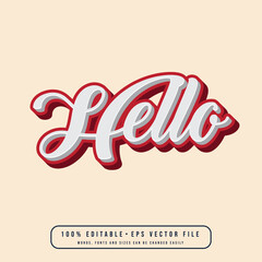 Hello text effect vector. Editable college t-shirt design printable text effect vector	
