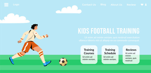Kids football training internet site page template