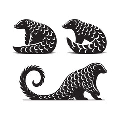 Pangolin Prowess: A Majestic Pangolin Vector Silhouette Capturing Nature's Resilience and Elegance in Vector Form.