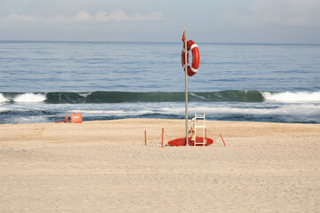 life buoy on the beach of Torreira district of Aveiro, Portugal