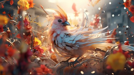 Ein wunderschöner pastellfarbener Vogel. - obrazy, fototapety, plakaty
