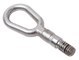 Car towing eyelet with thread on a white isolated background