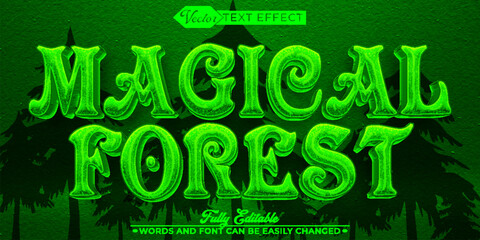 Fototapeta premium Spooky Magic Forest Editable Text Effect Template