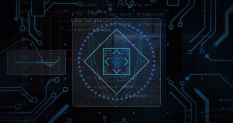 Image of data processing over black background