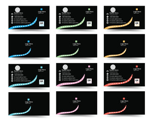 Black color double sided business card design, Color variation business card design, Visiting card, Unique visiting card, Business card use for business and personal, Modern concept business card.