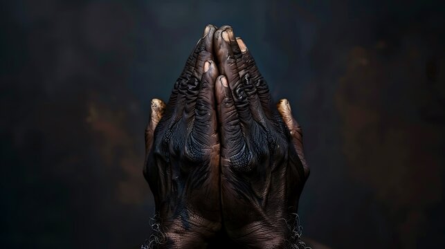 a compelling image depicting hands folded in prayer amid darkness, attractive look