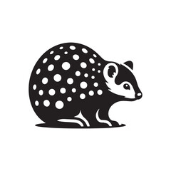 Quoll Vector Silhouette: A Striking Silhouette Embarking on Nature's Journey in Vector Form, Quoll Illustration.