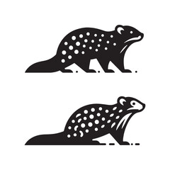 Quoll Vector Silhouette: A Striking Silhouette Embarking on Nature's Journey in Vector Form, Quoll Illustration.