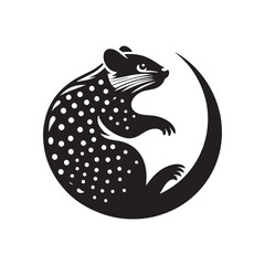 Quoll Vector Silhouette: A Striking Silhouette Embarking on Nature's Journey in Vector Form, Quoll Illustration.