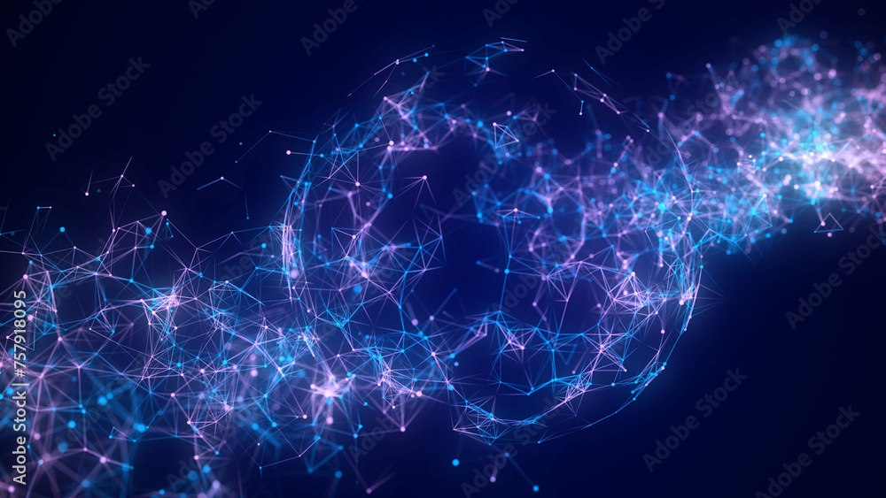 Poster futuristic sphere of particles and lines. network connection big data. abstract technology backgroun