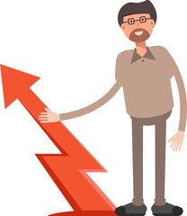 Beard Man Character and Arrow Chart
