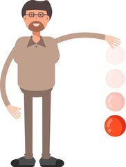 Beard Man Character Throwing Ball

