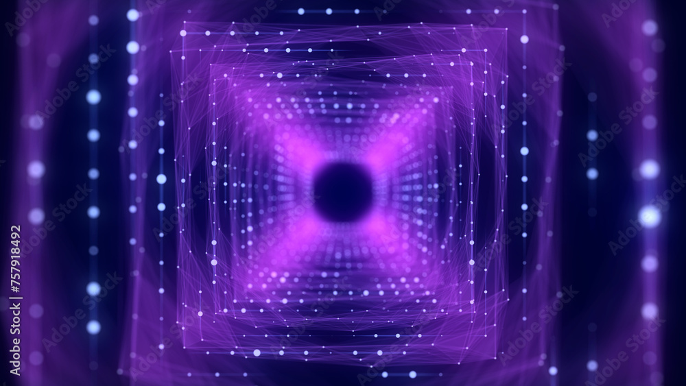 Aufkleber abstract wireframe tunnel. wormhole. 3d portal grid. futuristic fantasy funnel. 3d rendering.