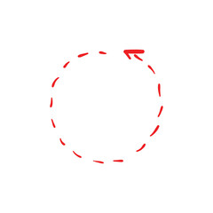 Red circle arrow, dashed hand drawn, transparent background, png arrow - obrazy, fototapety, plakaty