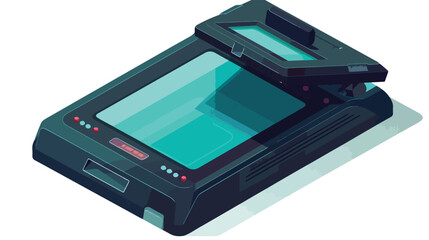 Isometric scanner on a background flat vector 